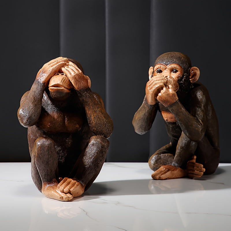 Monkey sculpture set with 3 figures – Playful and realistic for your decor