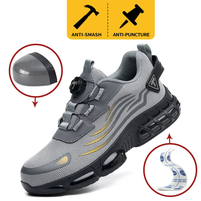 Sneakers di sicurezza con punta in acciaio e chiusura con rotella