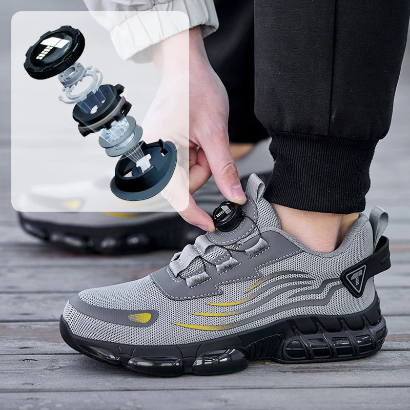 Sneakers di sicurezza con punta in acciaio e chiusura con rotella