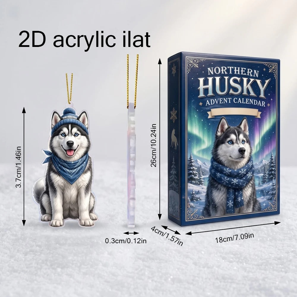 Calendario dell'Avvento natalizio 2026 per cani, conto alla rovescia di 24 giorni a tema husky per gli amanti dei cani