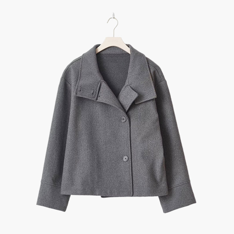 Elegant double-breasted short coat for women - Modern transitional jacket