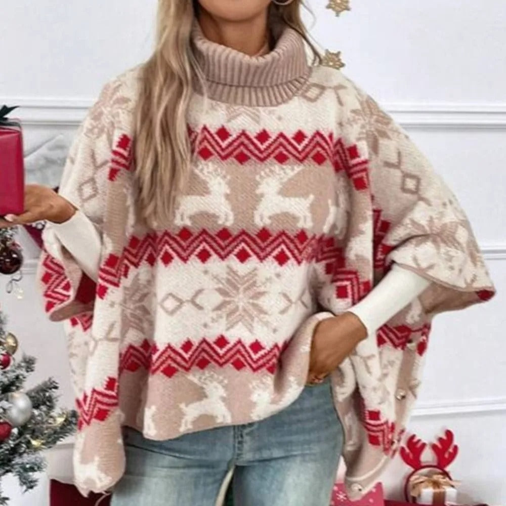 Maglione Jules a collo alto da donna - Maglia ampia con maniche a pipistrello