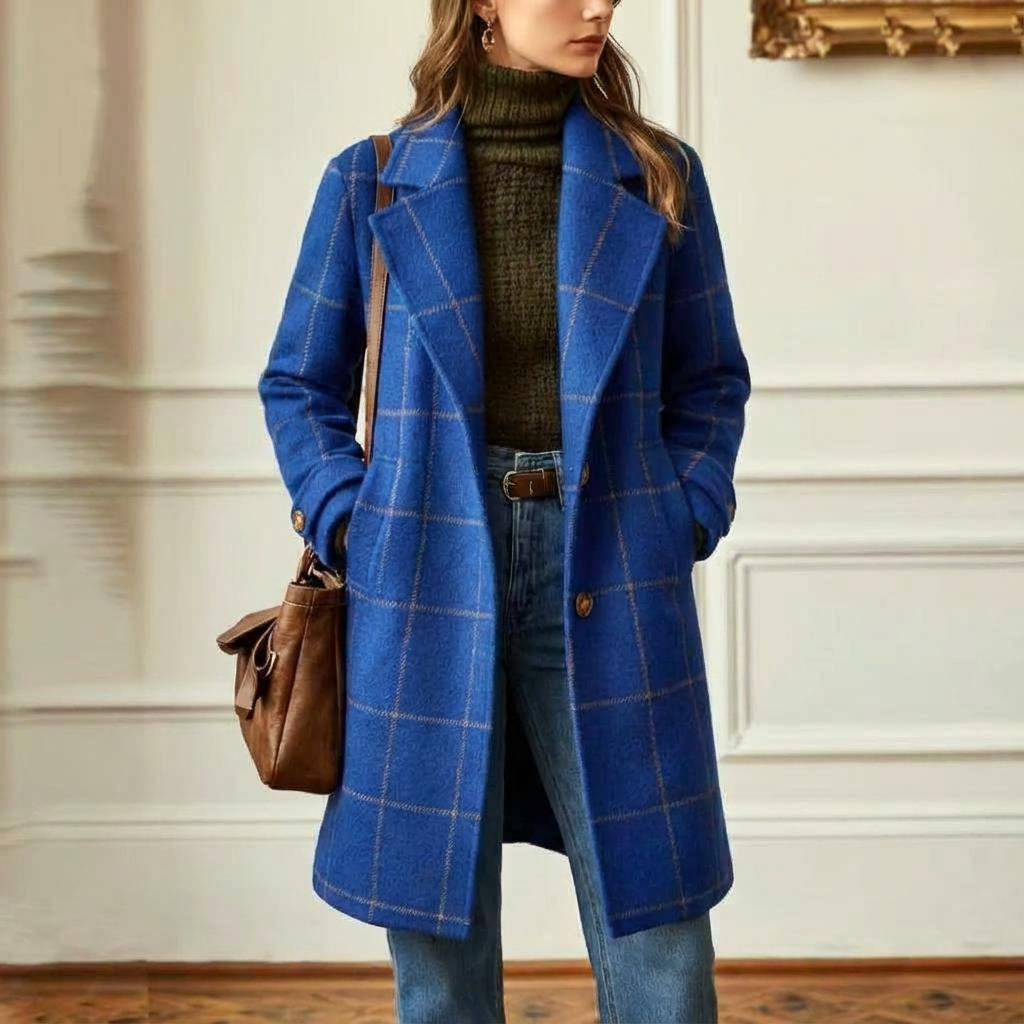 Manteau en laine à carreaux
