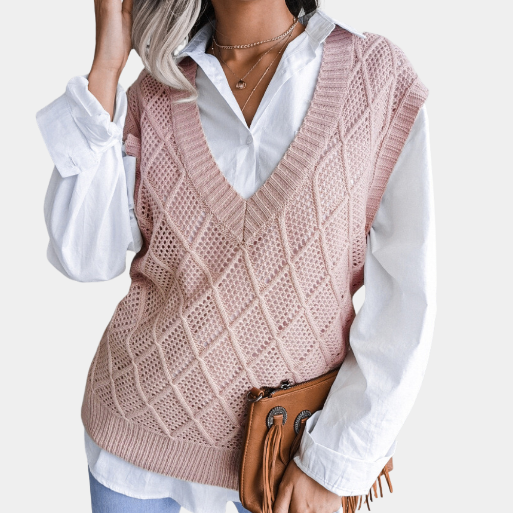 Luxuriöser Wollstrickpullover für Damen mit modernem Muster