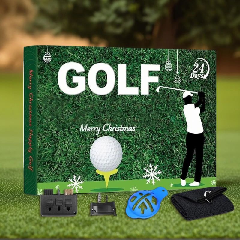 Set regalo con calendario dell’Avvento per il golf | Accessori da golf per ambienti interni e confezione per il conto alla rovescia per golfisti e collezionisti