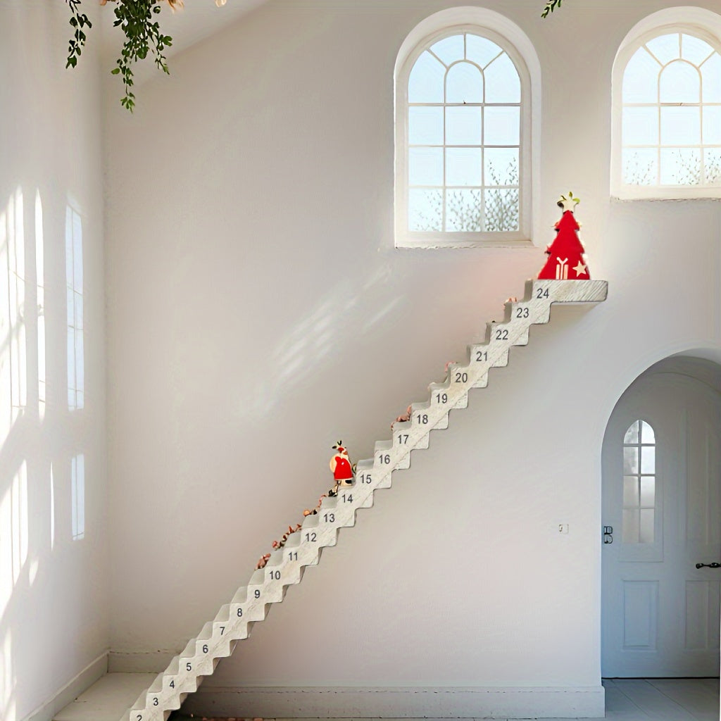 Calendario dell’Avvento di Babbo Natale – conto alla rovescia natalizio di 24 giorni in legno con testo in inglese, decorazione natalizia da tavolo