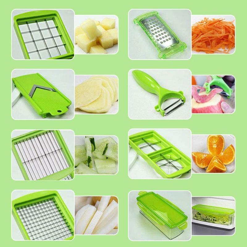 Tagliaverdure 12-in-1 per cucinare rapidamente – Tritatutto da cucina multifunzione per affettare e sminuzzare