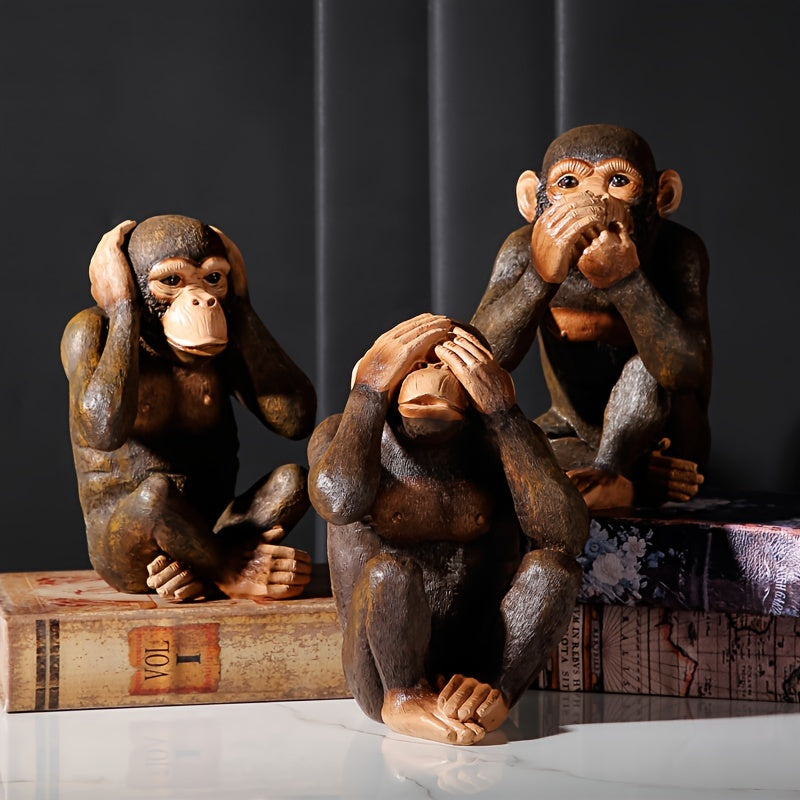 Monkey sculpture set with 3 figures – Playful and realistic for your decor