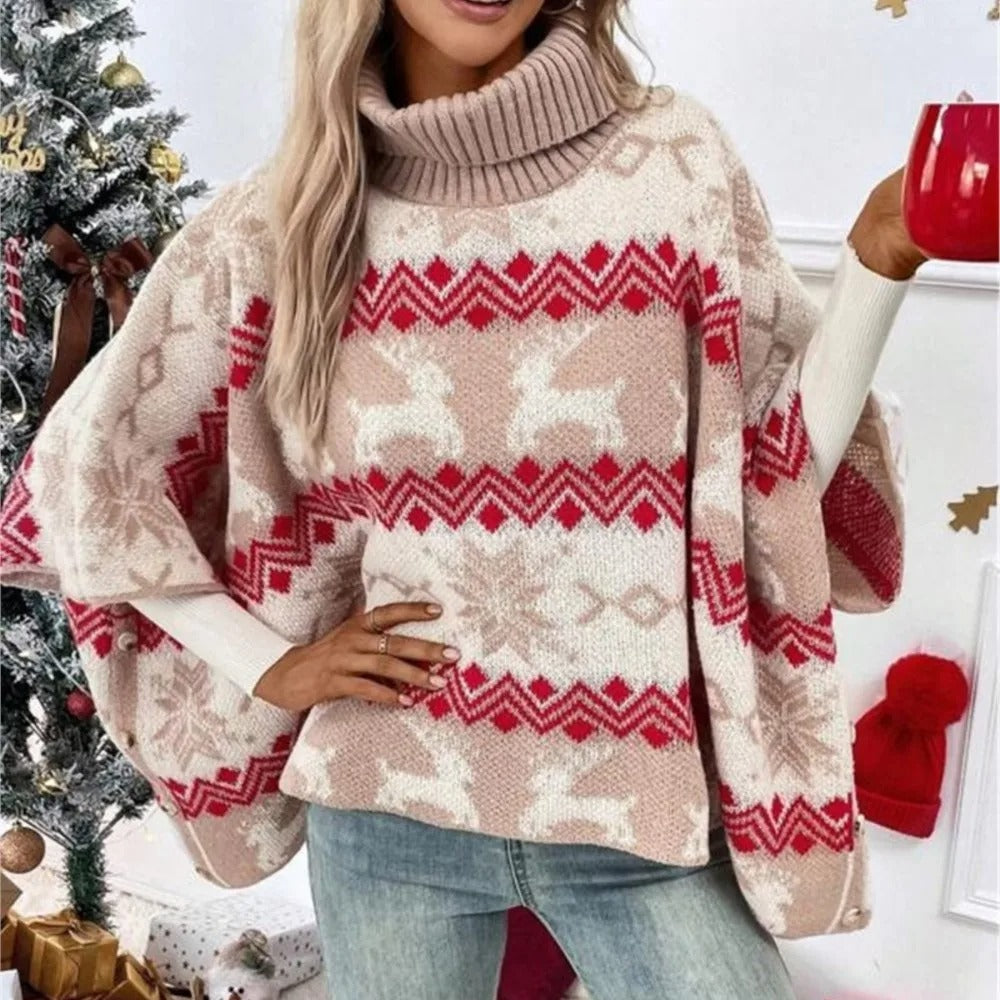 Maglione Jules a collo alto da donna - Maglia ampia con maniche a pipistrello
