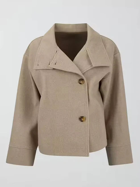 Elegant double-breasted short coat for women - Modern transitional jacket