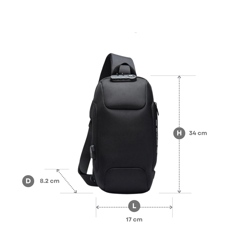 Diebstahlsichere Crossbody-Tasche | Sicherheits-Sling-Rucksack mit USB-Ladeanschluss