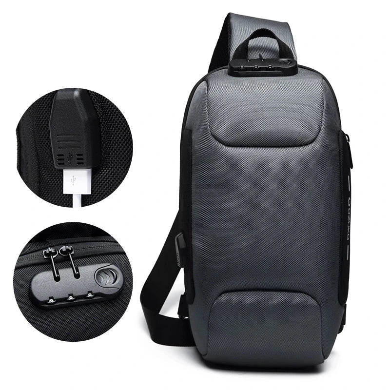 Diebstahlsichere Crossbody-Tasche | Sicherheits-Sling-Rucksack mit USB-Ladeanschluss