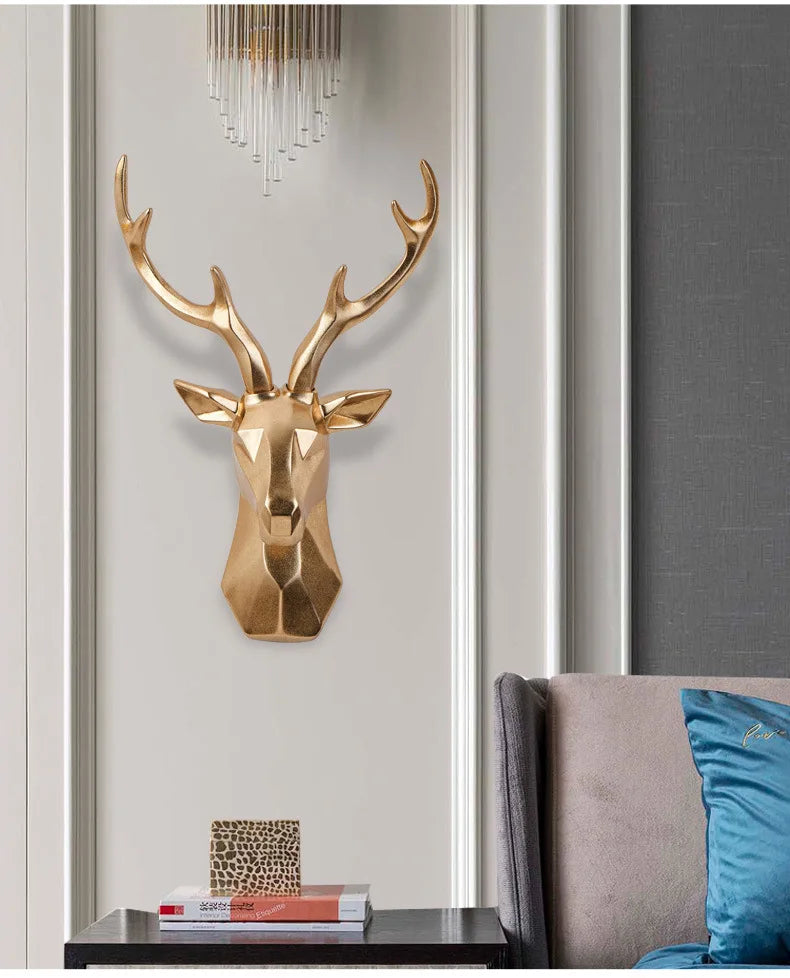 3D deer head wall decoration | Animal sculpture in resin art accent