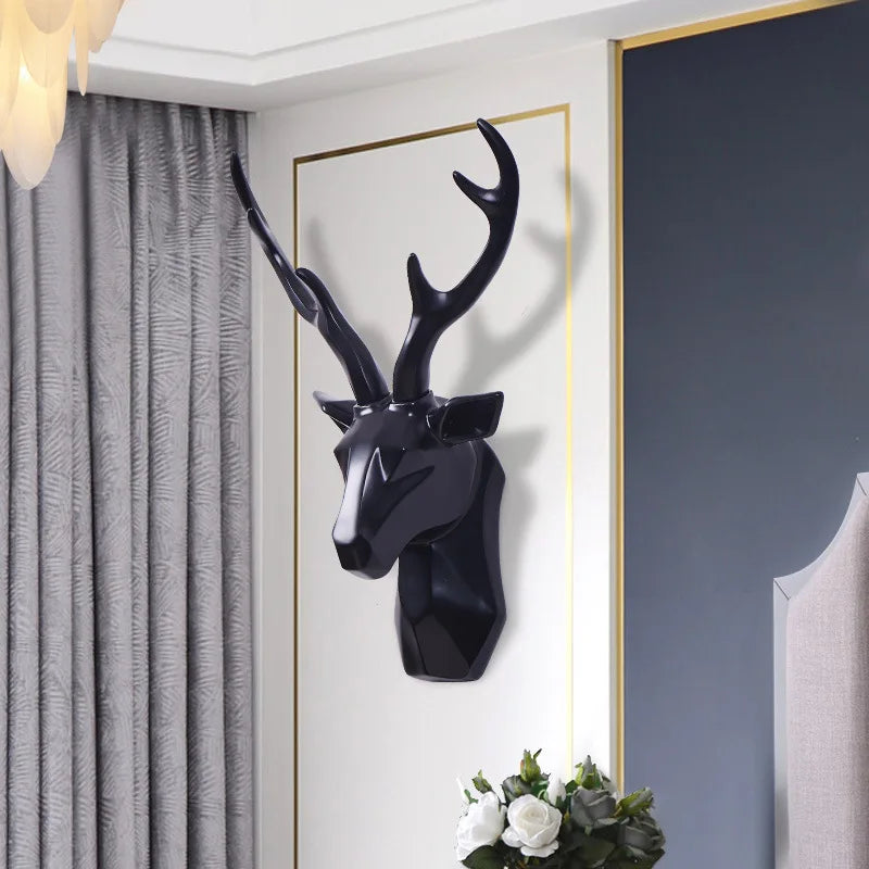 3D deer head wall decoration | Animal sculpture in resin art accent