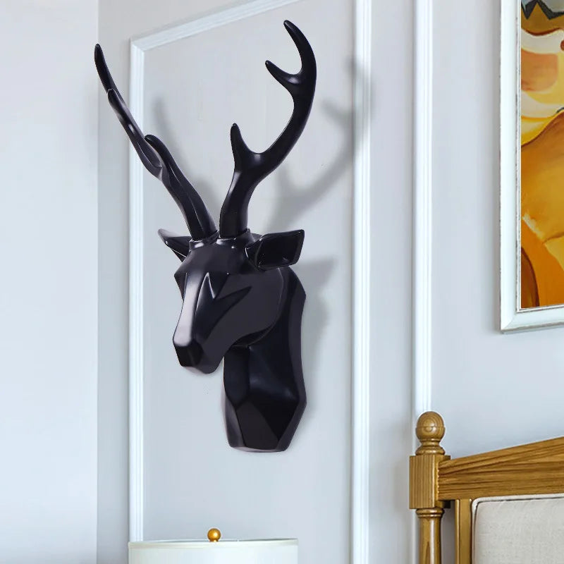 3D deer head wall decoration | Animal sculpture in resin art accent
