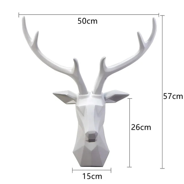 3D deer head wall decoration | Animal sculpture in resin art accent