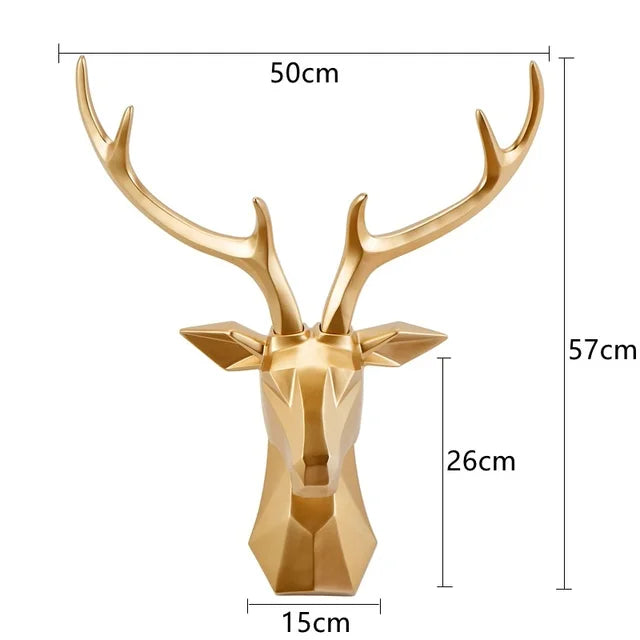 3D deer head wall decoration | Animal sculpture in resin art accent