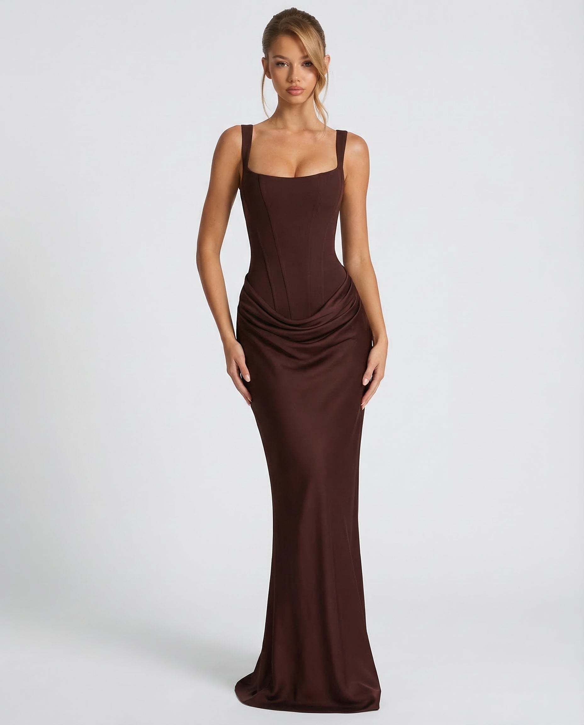 Allegra Lange Jurk Dames | Nauwsluitend | Gedrapeerd | Zandloper Silhouet 0