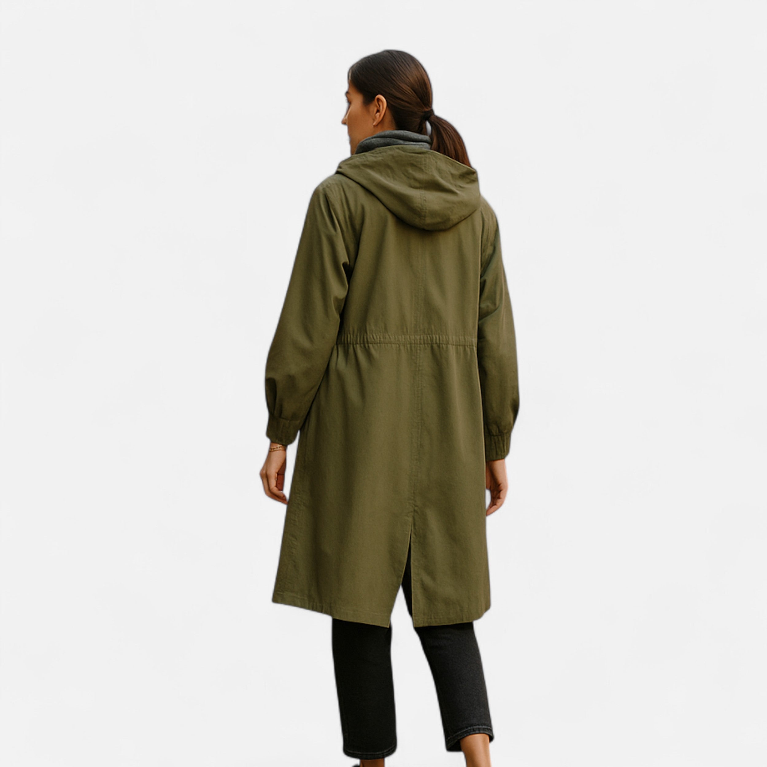 Tidløs vandtæt trenchcoat med hætte til damer