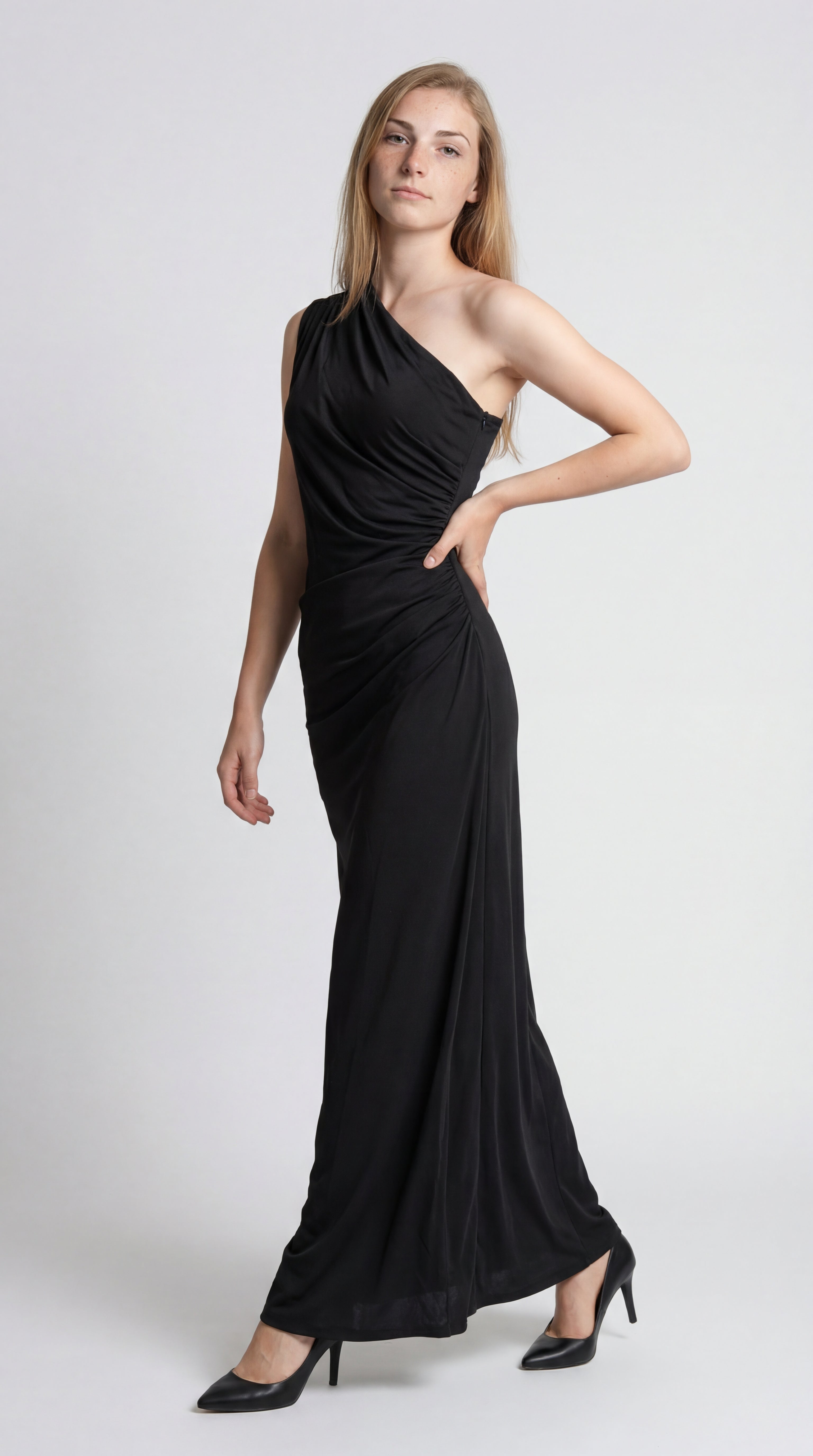 Ein-Schulter-Maxikleid | Schlanke Passform
