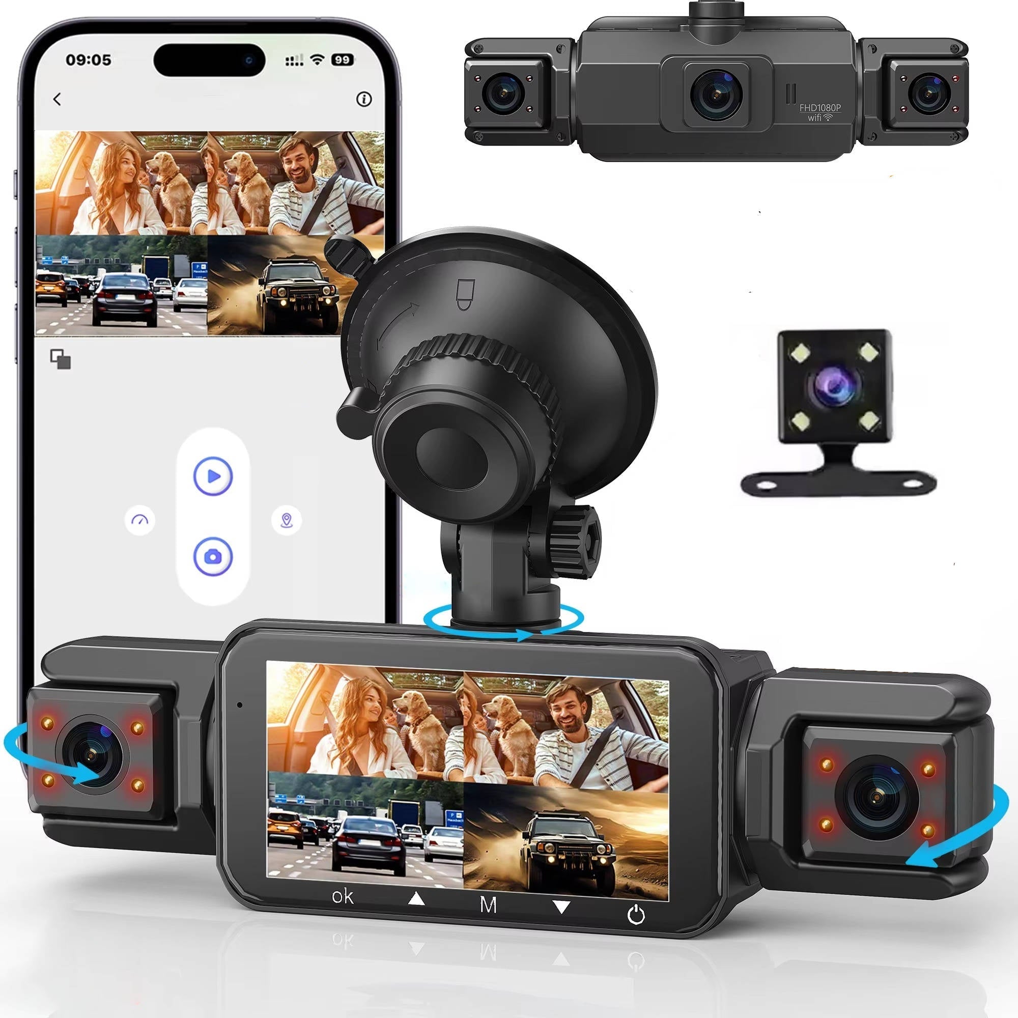 Comprehensive Wireless Car Dash Cam System with Night Vision & 4 Cameras for Ultimate Vehicle Security 0