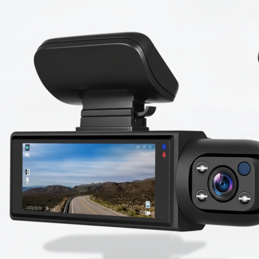 Dashcam 3-channel Full HD car camera with rear camera and night vision
