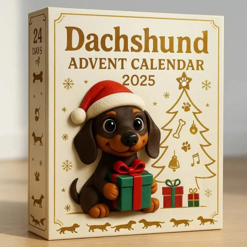 Calendario dell’Avvento 2026 del bassotto con 24 statuine di bassotti dipinte a mano | Oggetto da collezione per il conto alla rovescia fino a Natale, per gli amanti dei cani