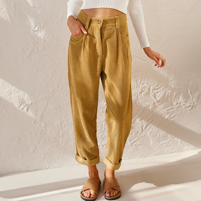 Lisette-Cordhose für Damen – Bequeme hohe Taille und weite Beine für einen lässigen Look