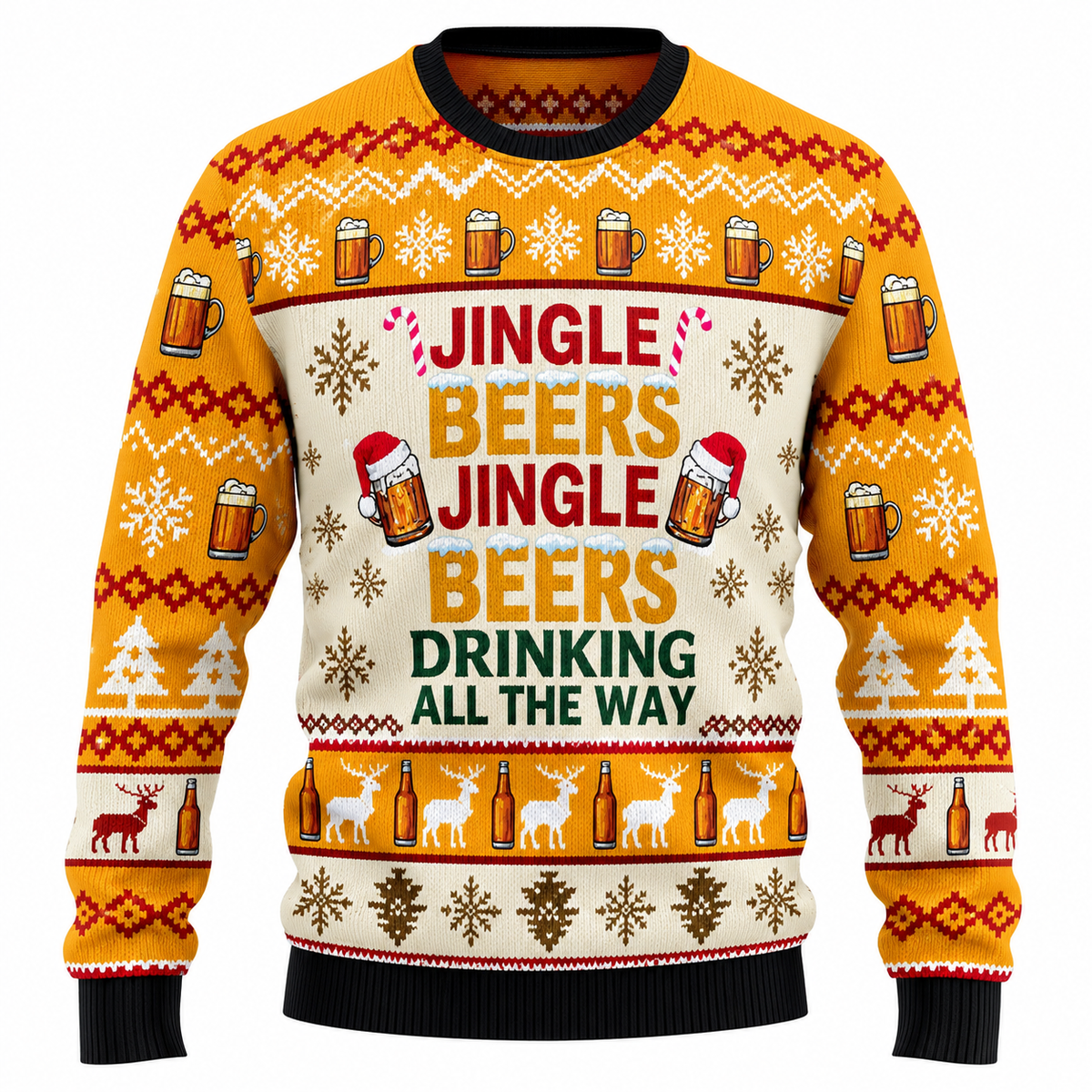 Maglione natalizio Jingle Beers per uomo - Divertente maglione natalizio unisex con stampa 3D