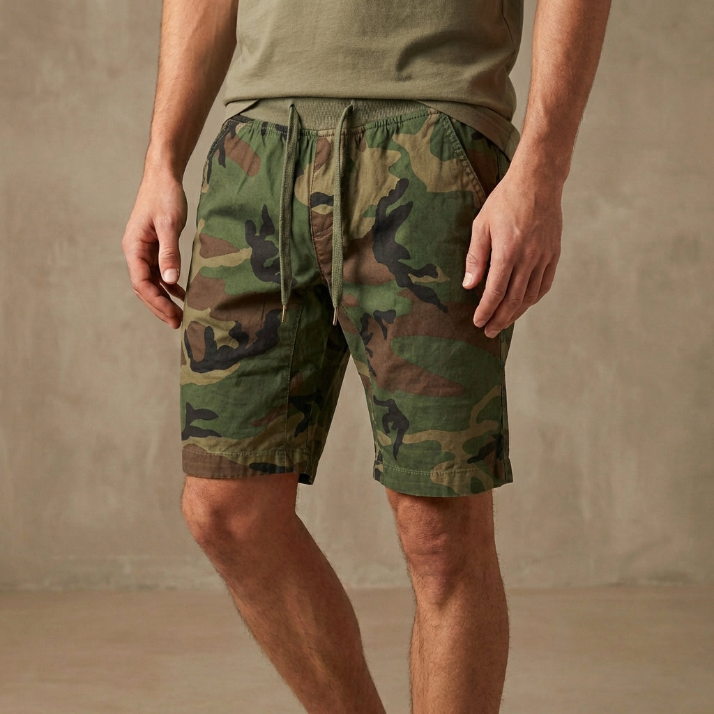 Camo Cargo Shorts til mænd – Knælange Utility-shorts med justerbar talje