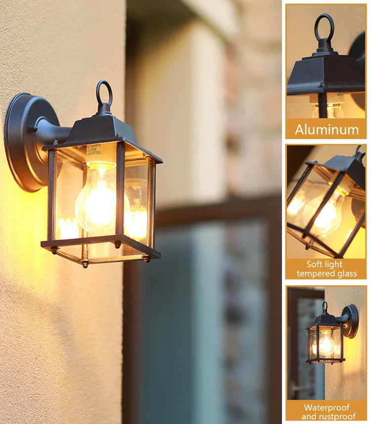 Udendørs væglampe i aluminium med blødt lys og hærdet glas. Vandtæt og rustfri design, ideel til belysning af have og terrasse.