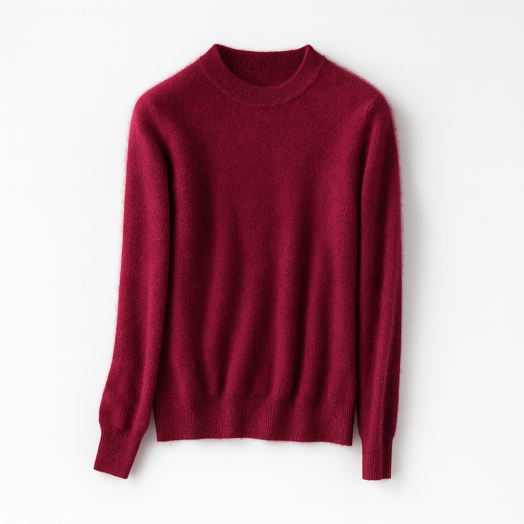 Dark Maroon Cashmere Pullover 100% | Half Turtleneck Knit Winter Woman