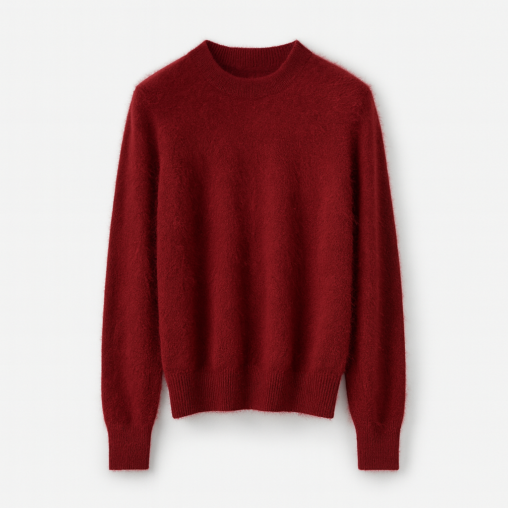 Dark Red Cashmere Pullover 100% | Half Turtleneck Knit Winter Woman