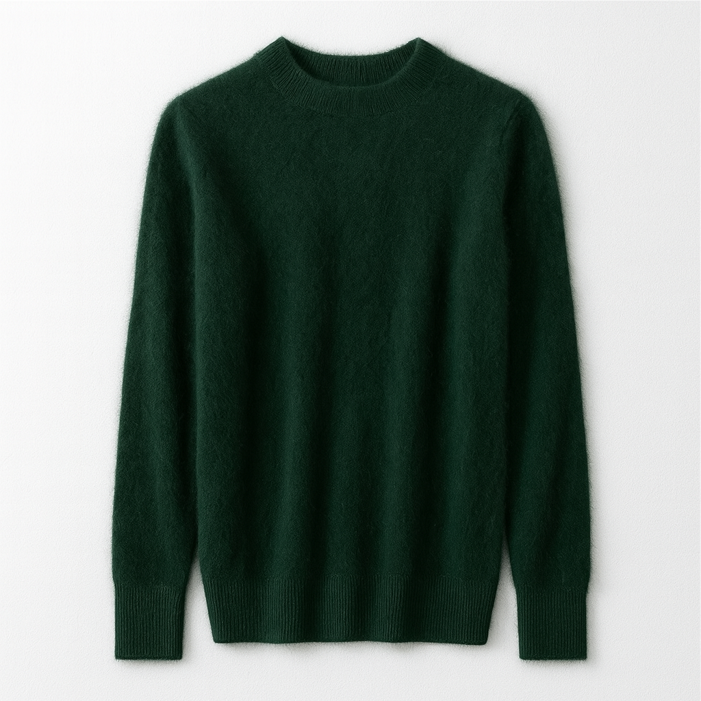 Green Cashmere Pullover 100% | Half Turtleneck Knit Winter Woman