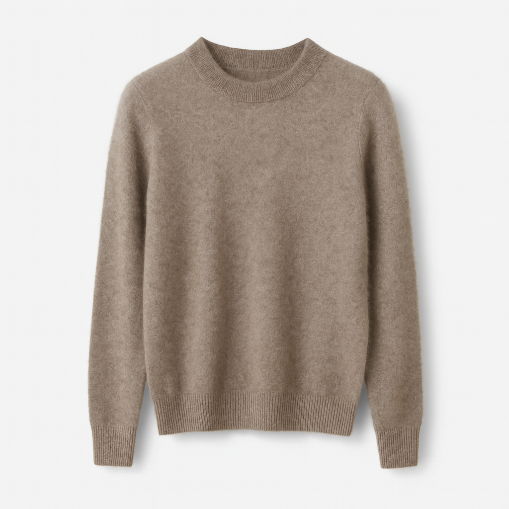 Khaki Cashmere Pullover 100% | Half Turtleneck Knit Winter Woman