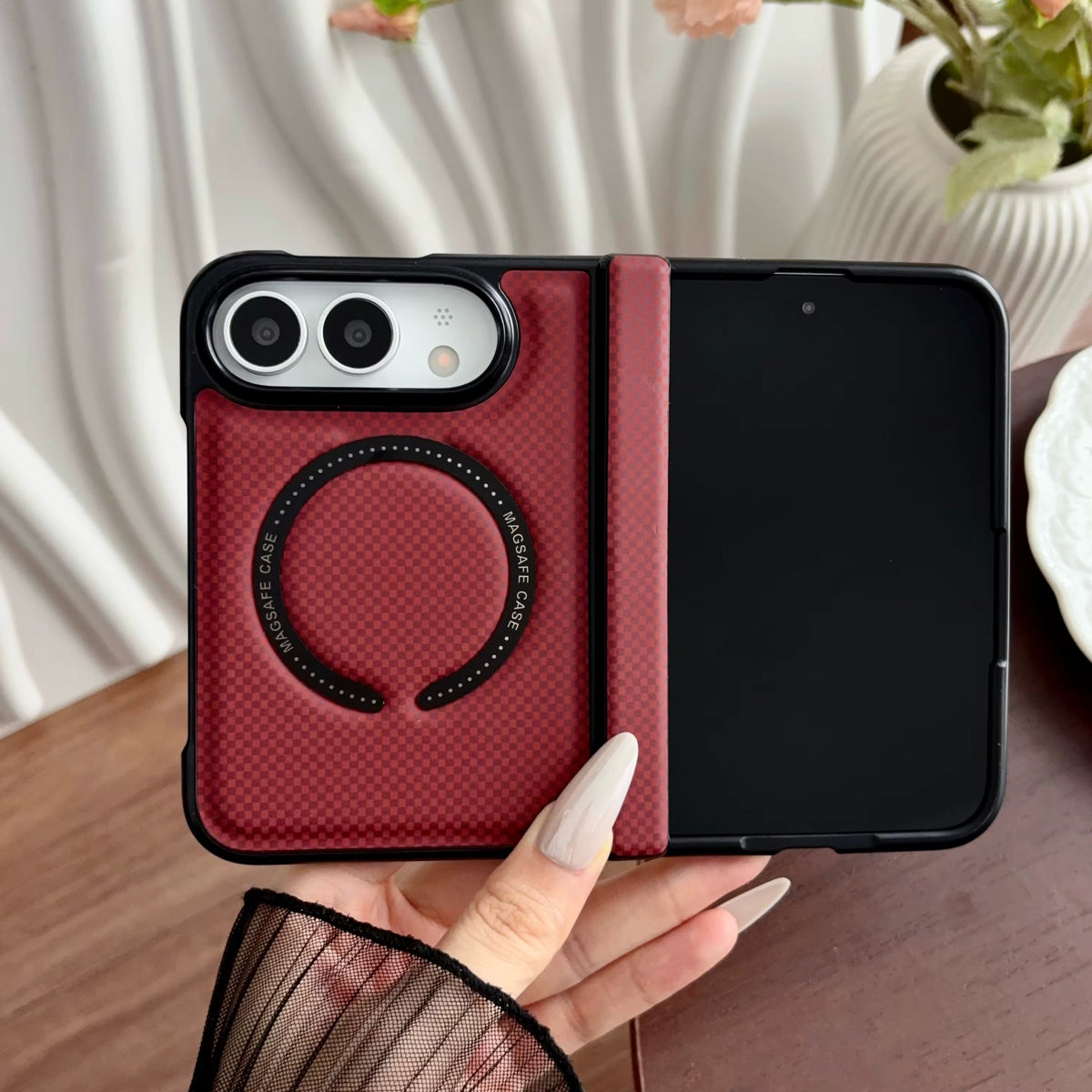 Leather Magnetic Case with Hinge and Screen Protection for iPhone Ultra 18 7
