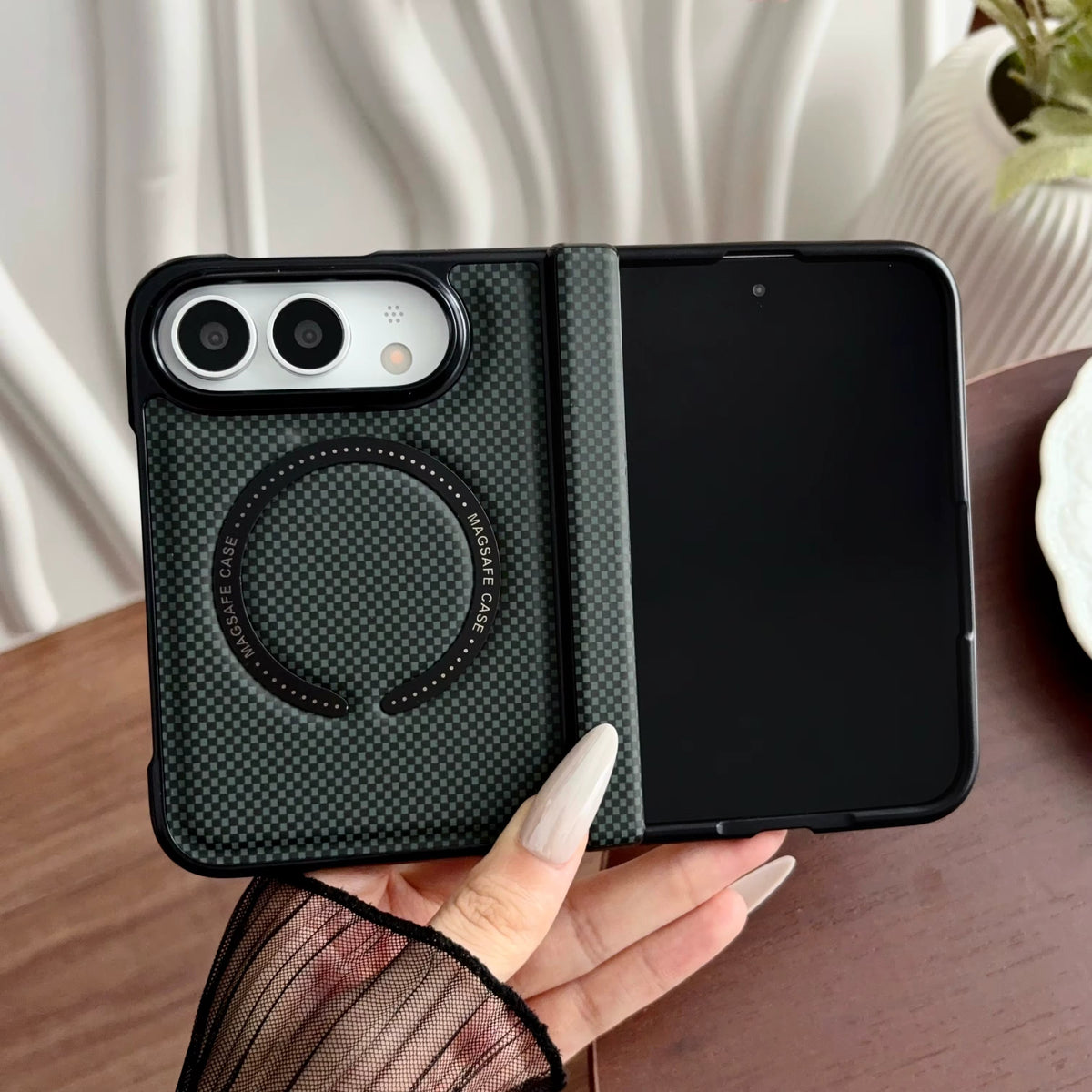 Leather Magnetic Case with Hinge and Screen Protection for iPhone Ultra 18 8