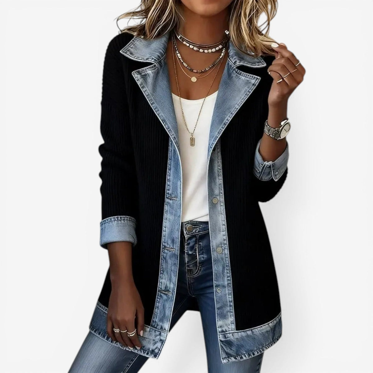 Chaqueta de tacto suave con efecto de capas
