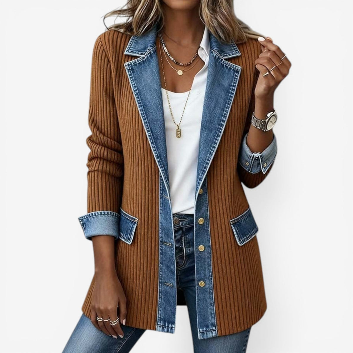 Chaqueta de tacto suave con efecto de capas