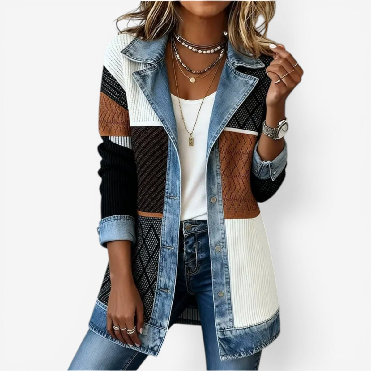 Chaqueta de tacto suave con efecto de capas