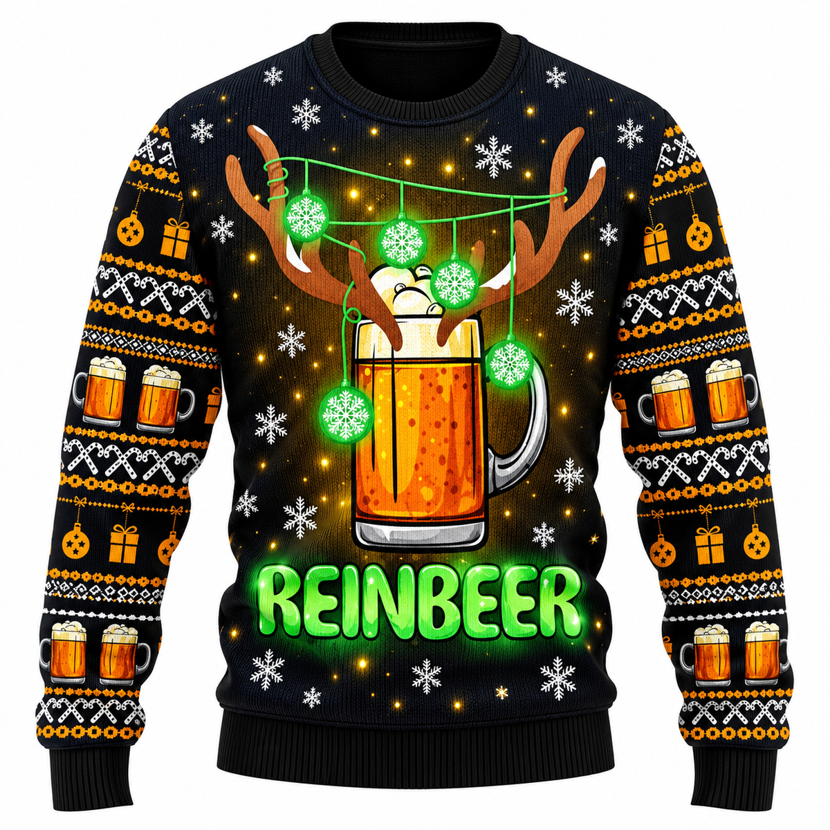 Maglione natalizio Jingle Beers per uomo - Divertente maglione natalizio unisex con stampa 3D