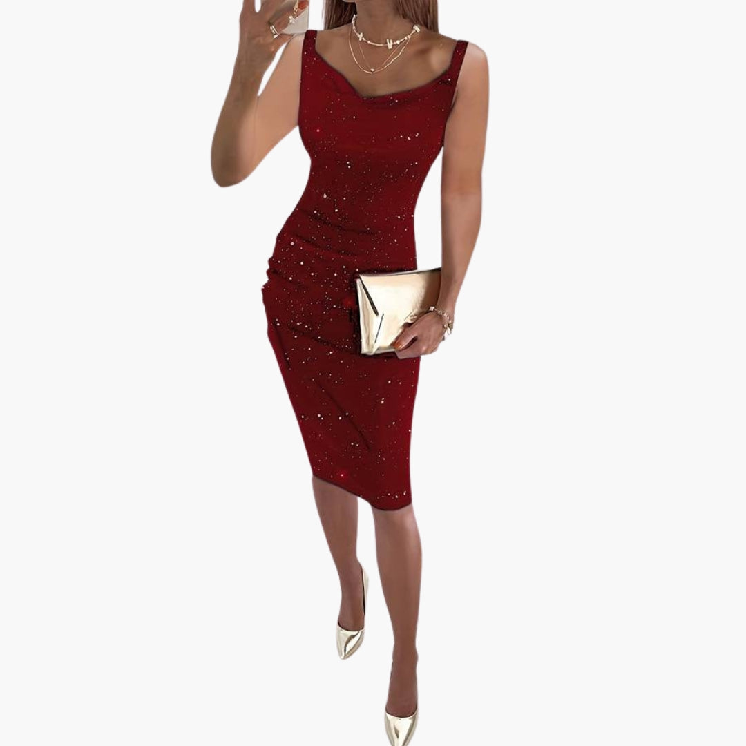 Sequin party dress for women | Sleeveless, glittering cocktail dress for Christmas parties and evening events