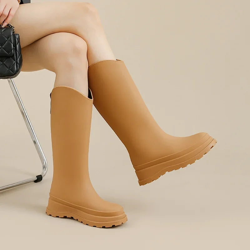 Bottes en caoutchouc montantes à plateforme pour femmes - Rosalienne