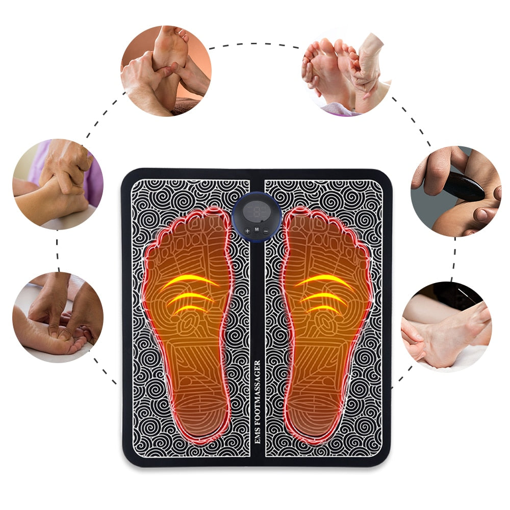 EMS-Fußmassagegerät | Verbesserte Durchblutung & Muskelregeneration - Akupressur mit 6 Modi und 9 Intensitätsstufen