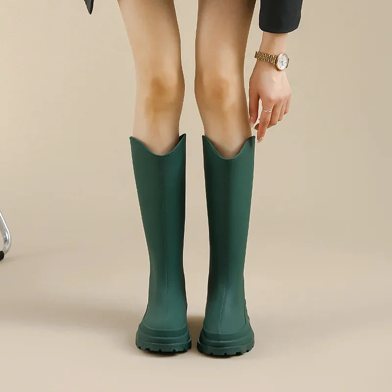 Bottes en caoutchouc montantes à plateforme pour femmes - Rosalienne