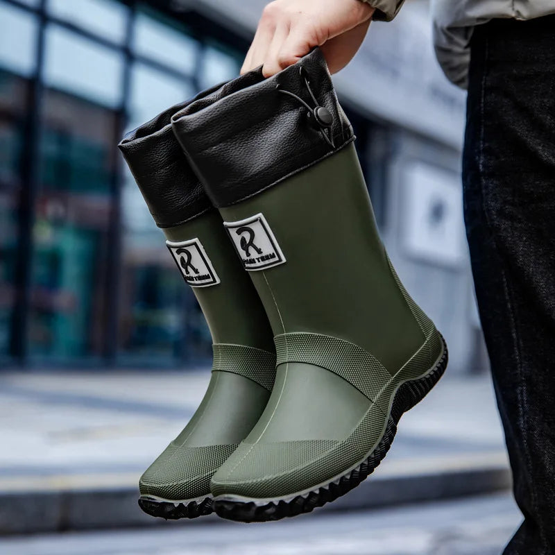 Bottes en caoutchouc mi-hautes pour hommes, pour la pêche et le jardinage