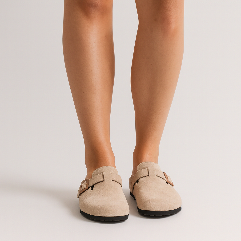 Faux suede clogs Ergonomic footbed & adjustable buckle