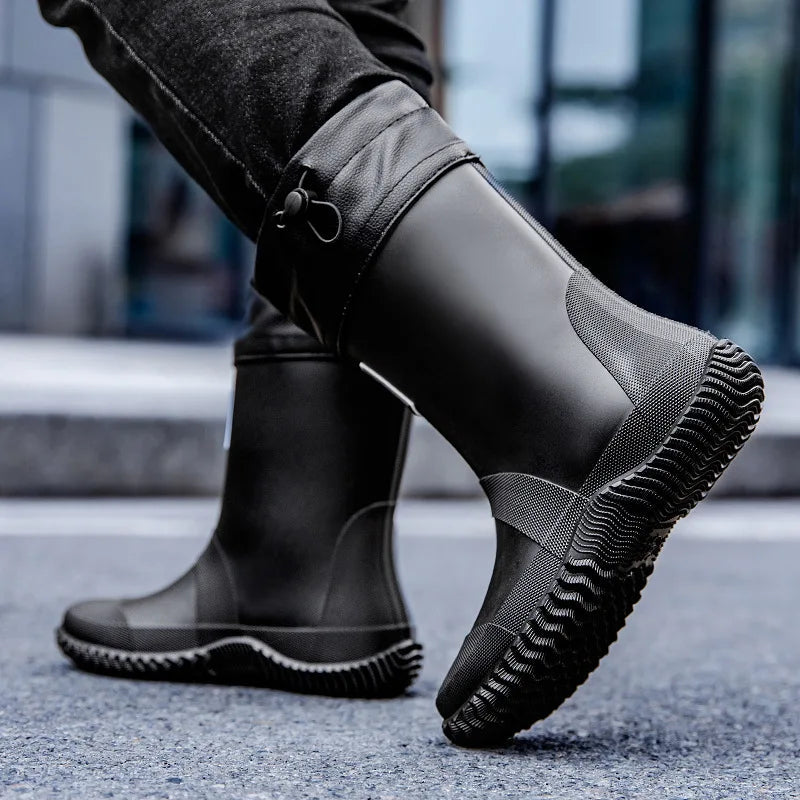 Bottes en caoutchouc mi-hautes pour hommes, pour la pêche et le jardinage