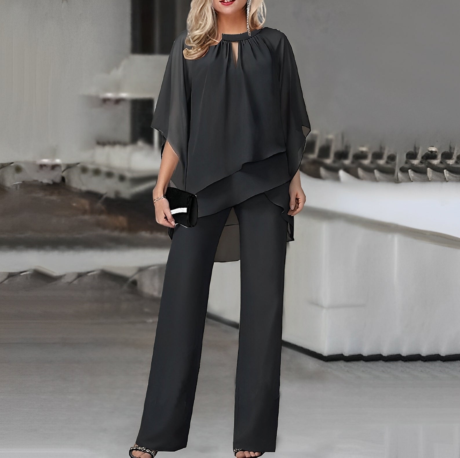 Sofía | Conjunto Punto Mujer con Top Fluido y Pantalones Anchos Elegantes 1
