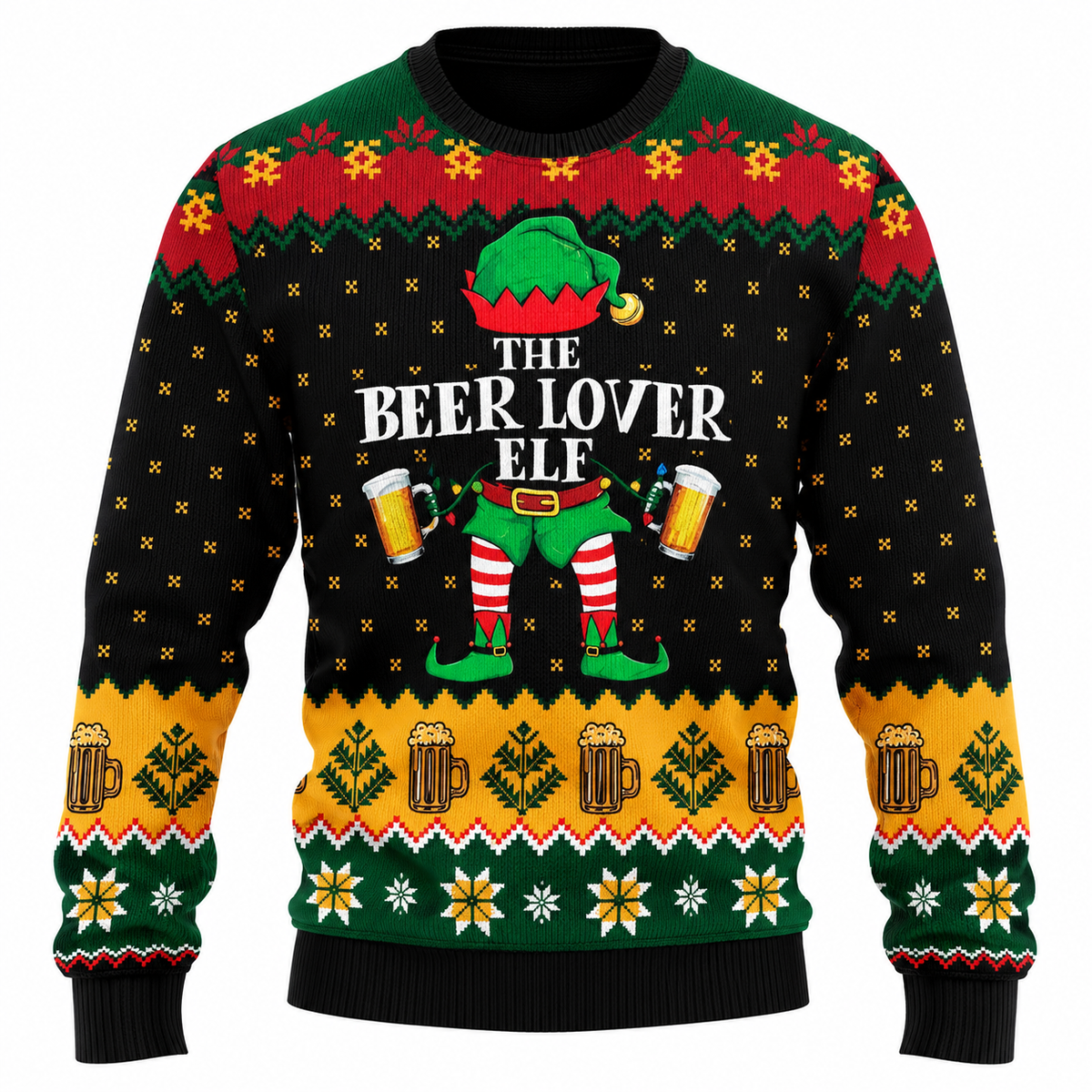 Maglione natalizio Jingle Beers per uomo - Divertente maglione natalizio unisex con stampa 3D